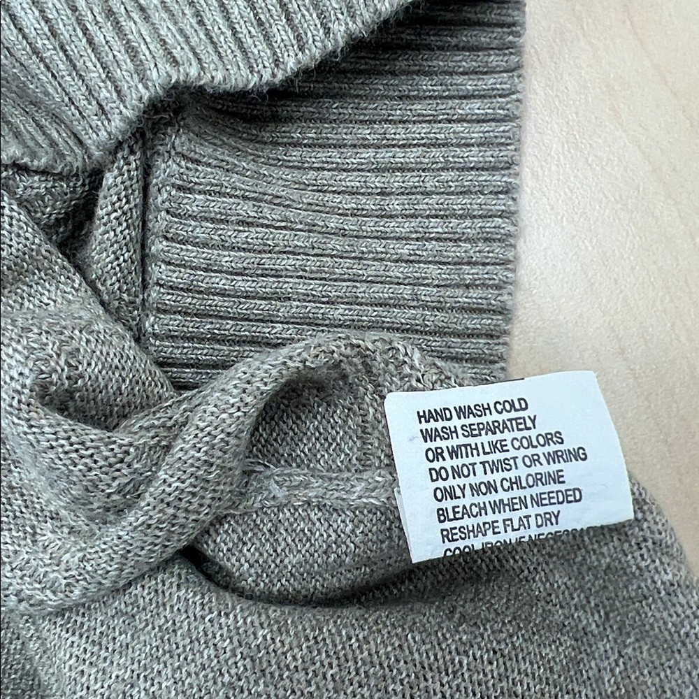 Perry Ellis men’s large grey gray silk cotton grid pattern mock neck sweater - Picture 7 of 8